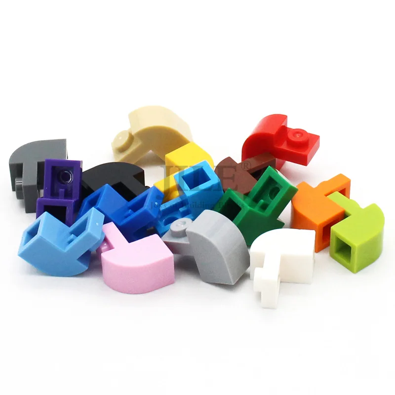 50pcs MOC 빌딩 블록 슬로프 곡선 2x1x1 1/3 Recessed Stud 6091 DIY Enlighten Bricks 호환 조립 입자