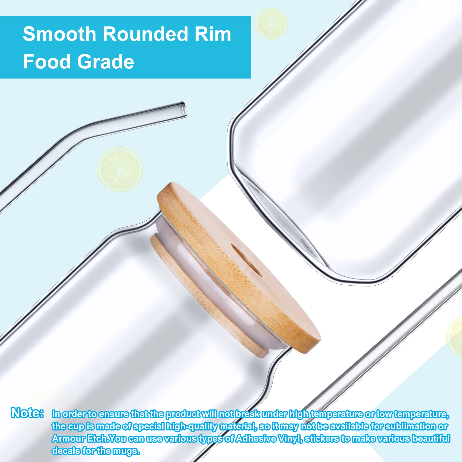 Glass Can Shaped Drinkware with Bamboo Lid for Cocktail