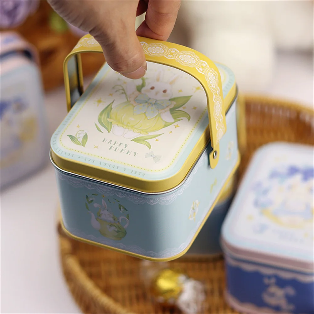 Weißblech-Süßigkeitenschachtel für Kinder, kleine Blechdose, Oster-Keksdose, tragbare Kaninchen-Geschenkbox für Geburtstag, Hochzeit, Party-Dekoration – Detail 8