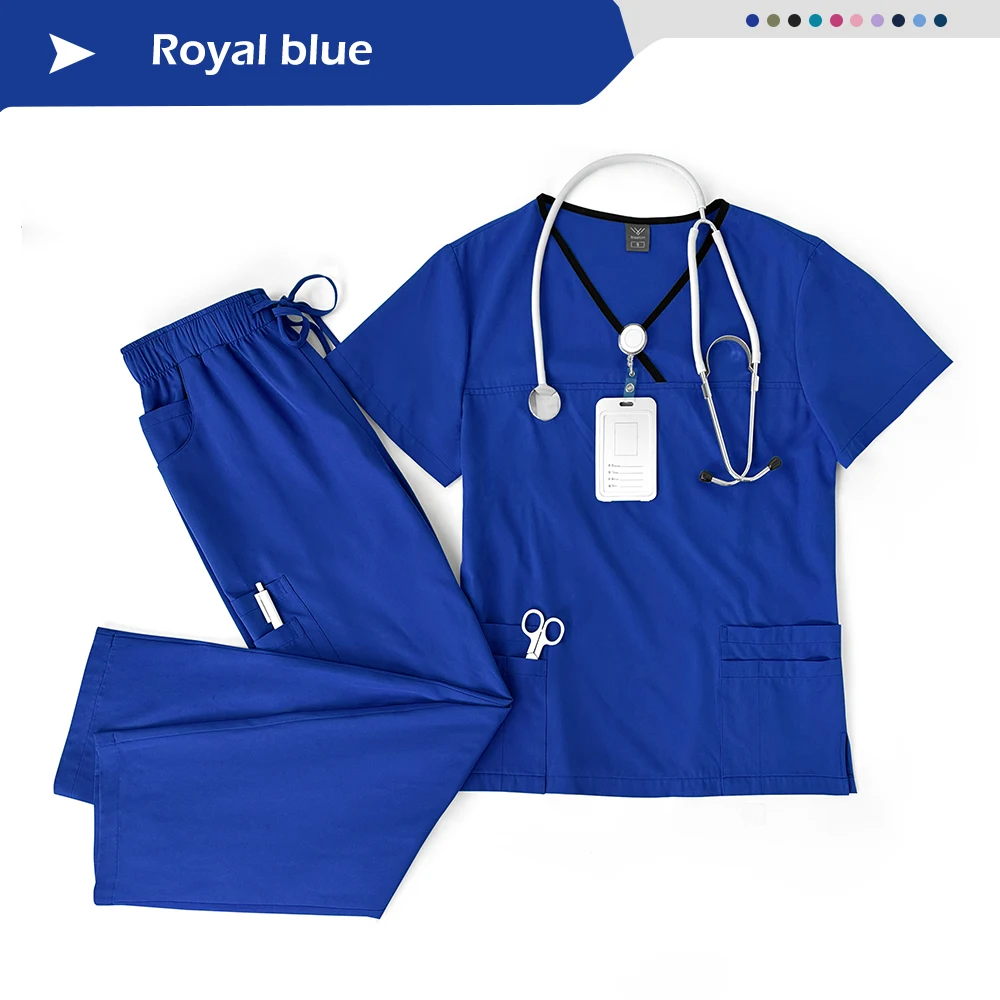 Elastik Nefes Hemşirelik Makaleleri Cerrahi Üniformalar Kadın Hastane Klinik Üniforma Çok Renkli Kısa Kollu Güzellik Salonu Giyim