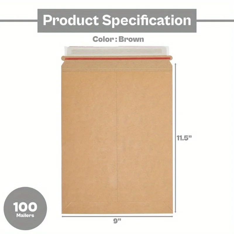 100-9 x 11.5 kraft paper hard photo paperback envelope by post