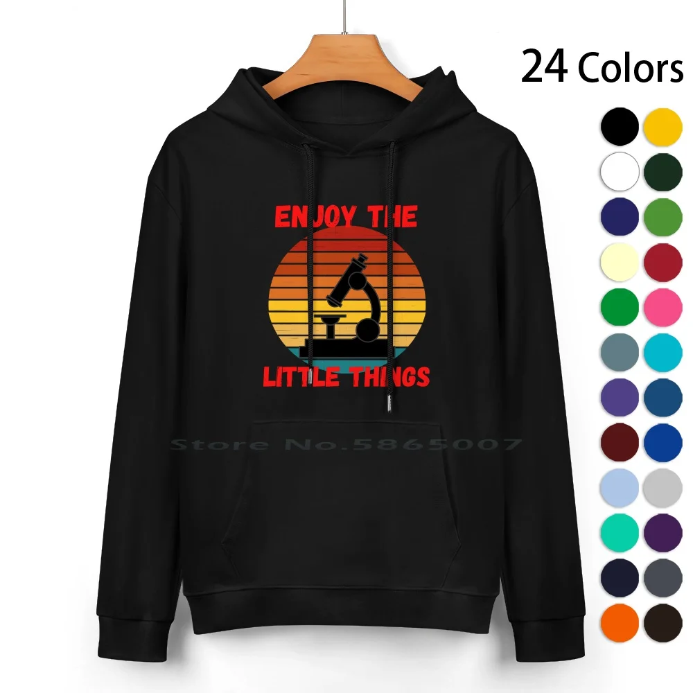 

Enjoy The Little Things Retro Vintage Sunset With Microscope Micro Pure Cotton Hoodie Sweater 24 Colors Science Chemistry Lab