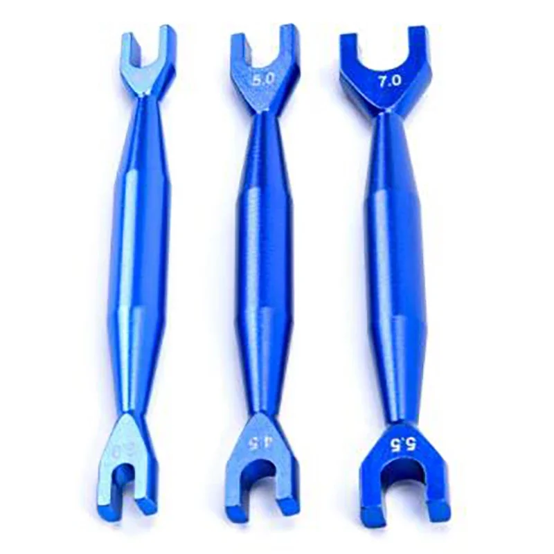 

Blue / Titanium 4mm Aluminium Turnbuckle Turner Wrench 4.1mm Header Gap 3.0-4.0 / 4.5-5.0 / 5.5-7.0 for RC Car