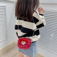 Lovely Patent Leather Chain Bag Crossbody Bags Cute Little Girls Mini Shoulder Bag ForFashion Coin Purse Small Kids Backpack 2