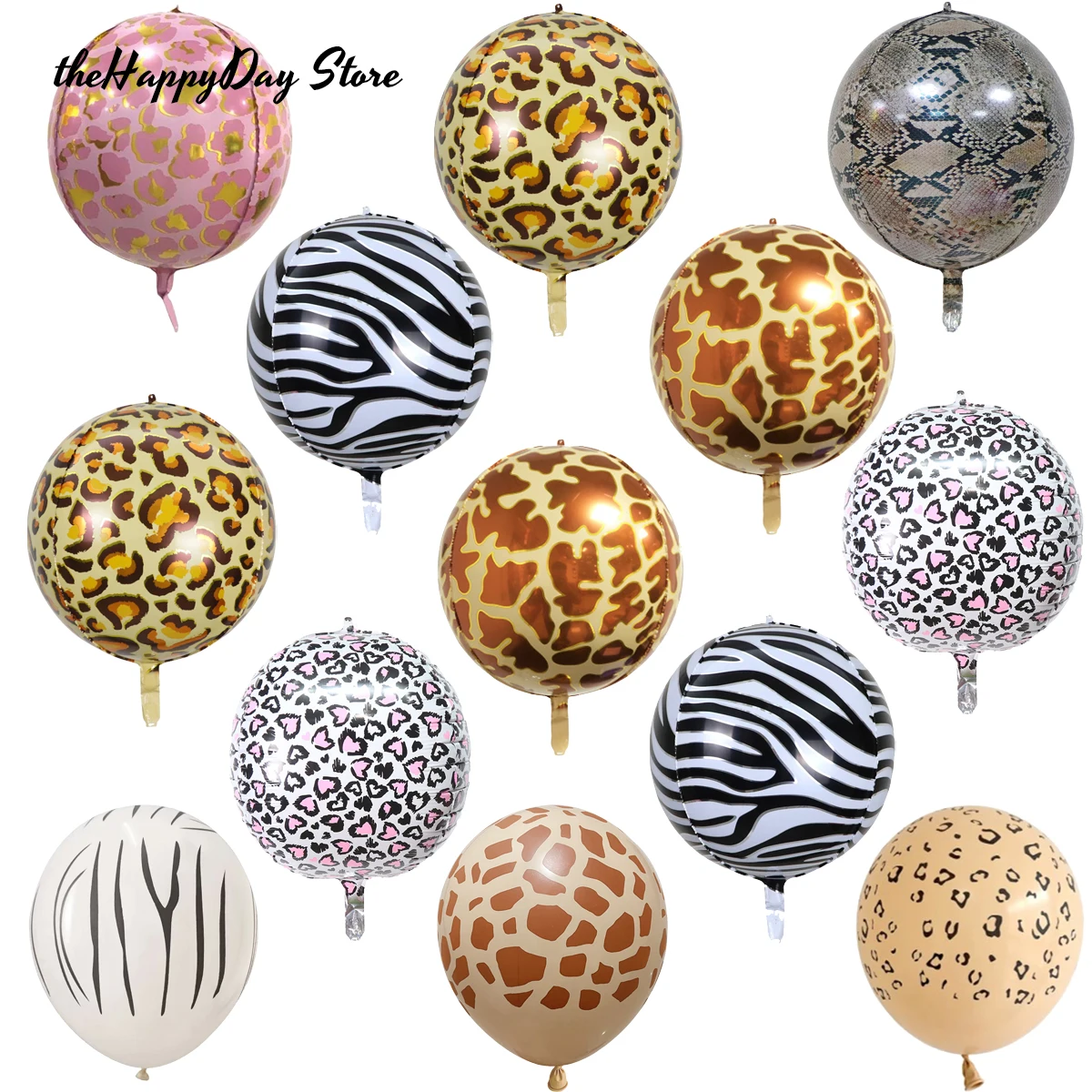 4/10 Stücke 22 Zoll 4D Runde Tier Gedruckt Leopard Zebra Tiger Giraffe Folienballons Dschungel Safari Geburtstag Luftballons Party Decor