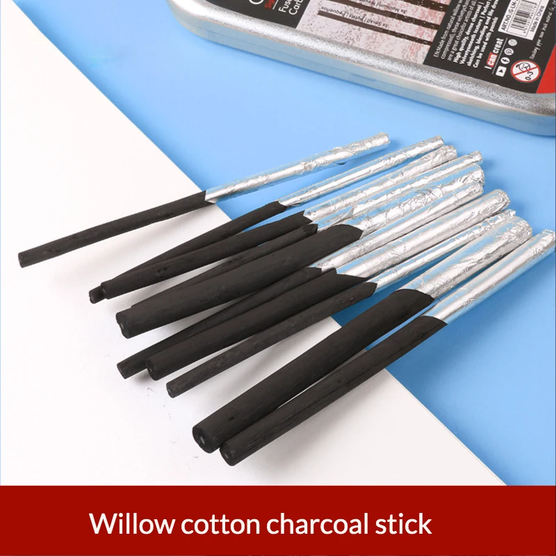 10 pcs sketch carbon sticks charcoal drawing tools easy to color not easy break art painting Wood willow cotton carbon strip