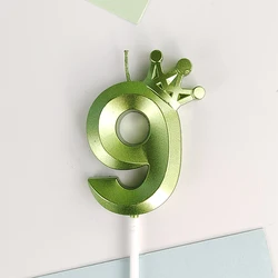 Elegant Crown Cake Topper with Silver and Gold Accents for Celebratory Occasions (Green Crown 9)