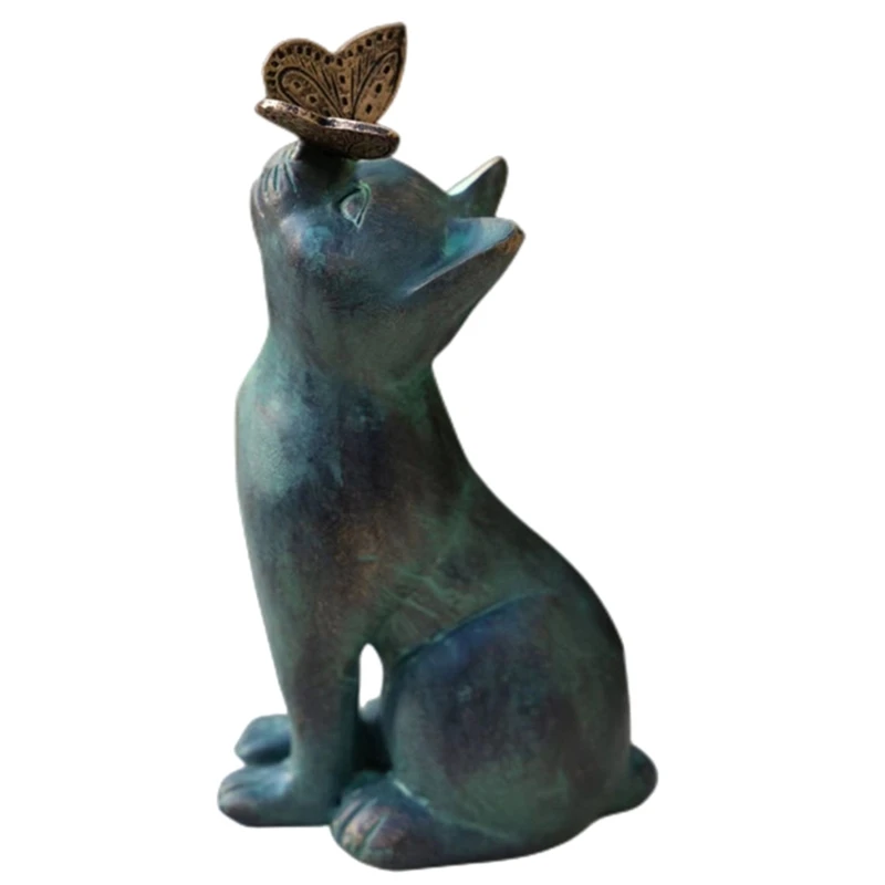 

Resin Butterfly Kitten Sculpture Garden Lawn Floor Waterproof PathwayDesktop Figurine for Patios Garden Courtyard Paths
