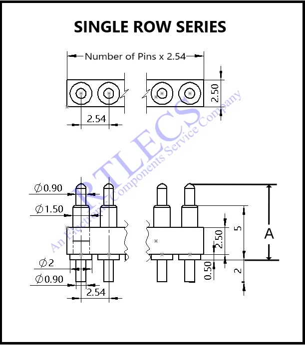 5 Stück SMD DIP Pogo Pin Connector Pogopin Batterie Federbelastete Kontakttestsonde Power Charge Pins 2,54 Raster 4-20,5 mm hoch – Detail 6