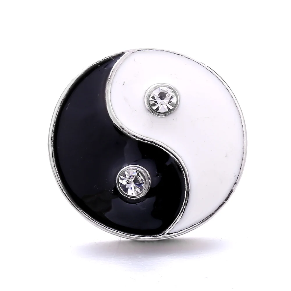 20pcs New Snaps Jewelry 18mm Snap Buttons Metal Crystal Eight Diagrams Ginger Button Charm Fit Snap Bracelet
