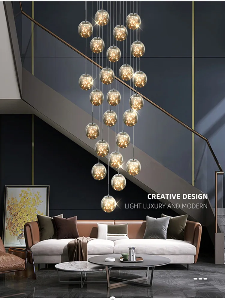 

Modern Spiral Staircase Pendant Lamp Lustre Living Room Duplex Villa Loft Free Shipping Home Decoration Restaurant LED Lamp