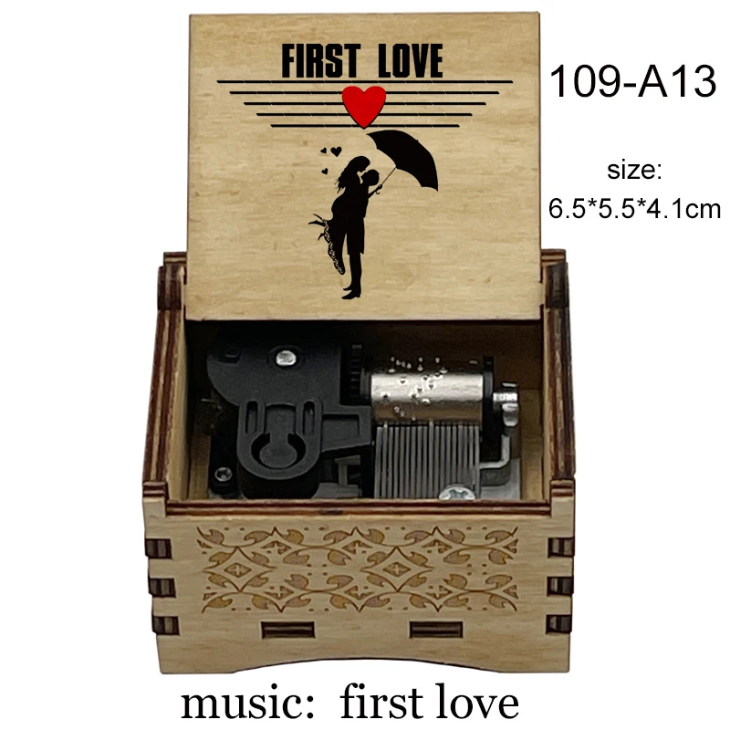 First Love Music Box Wooden Clockwork Musical Gifts For Girlfriend Lovely Birthday Christmas Cafe Decor Ornament