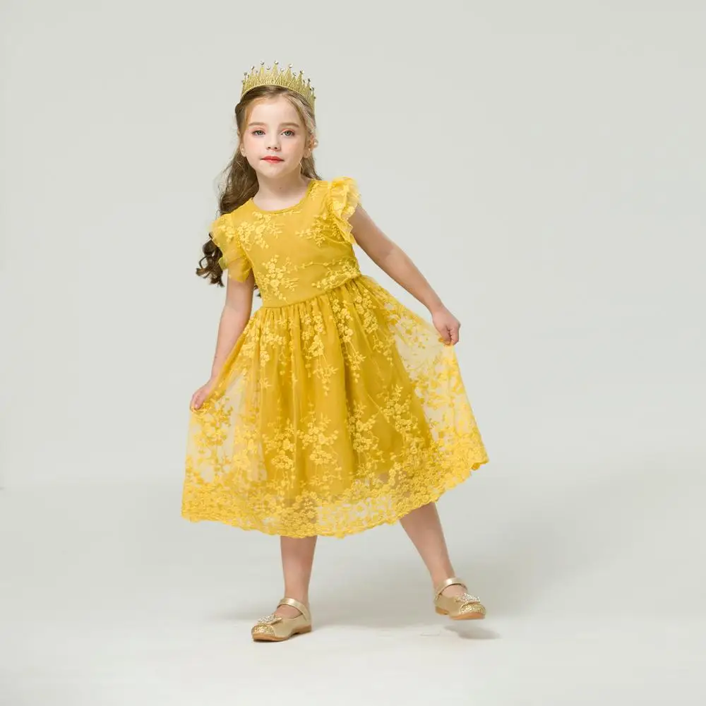 Baby Girl Floral Lace Mesh Princess Tutu Dress Children Hollow Out Wedding Christening Gown Dress For Kids Party Wear Vestidos