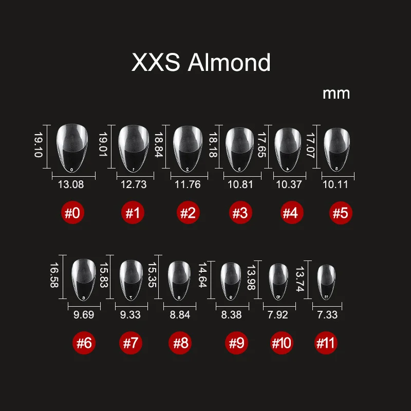 Gel X Nail Extension System XXS Coffin Almond Press-On False Nail Tips