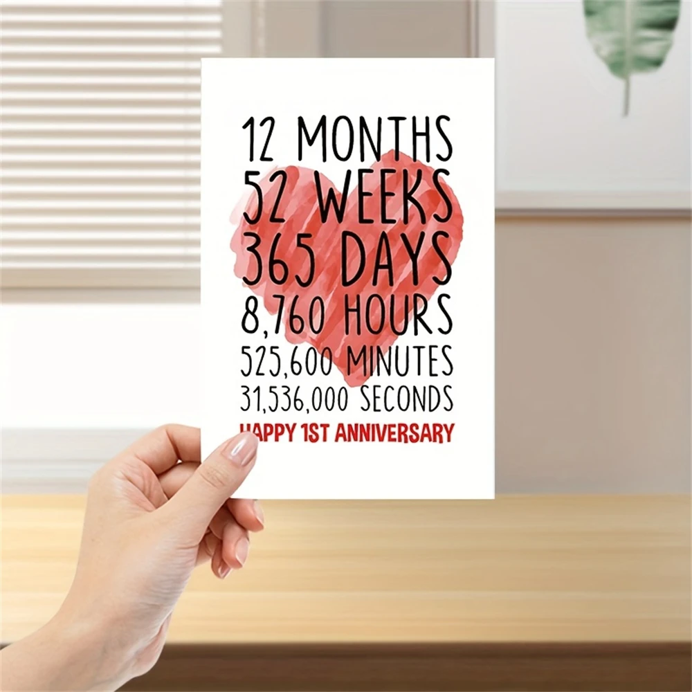 Greeting Cards 1pc Happy 1st Anniversary Card for Him Her First Wedding Anniversary Greeting Card Funny One Year Together Card