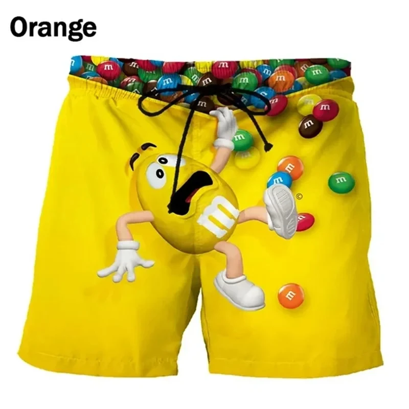 Funny M&M's Chocolate Bean Beach Shorts Men Women 3D Printed M&M