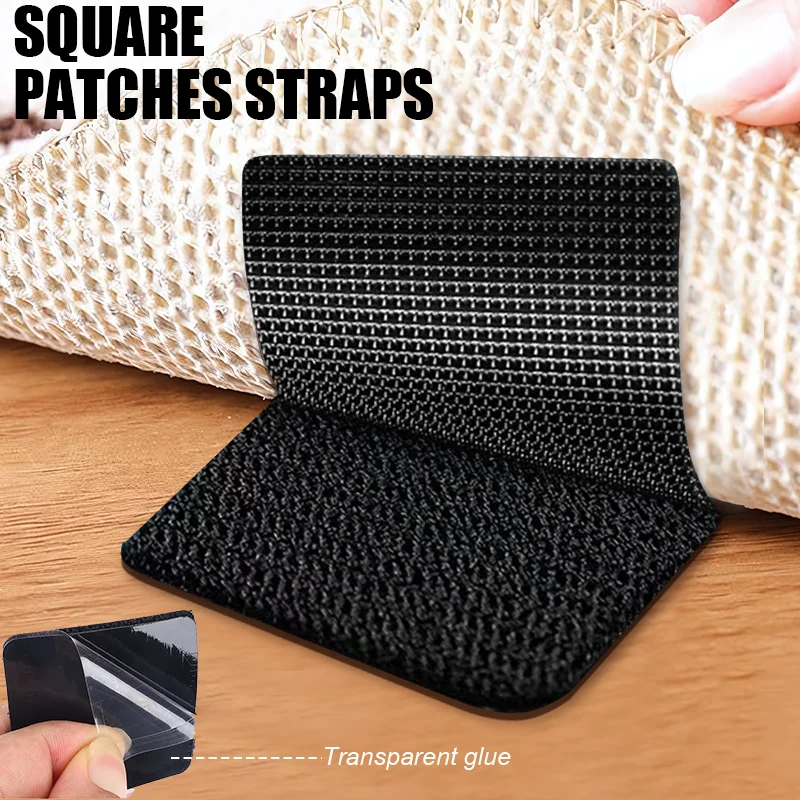 40/80Pairs Non Slip Stickers Self Adhesive Hook Loop Fastener Tape Sheet Sofa Fix Clip Floor Mat Stickers Anti-curling Tape