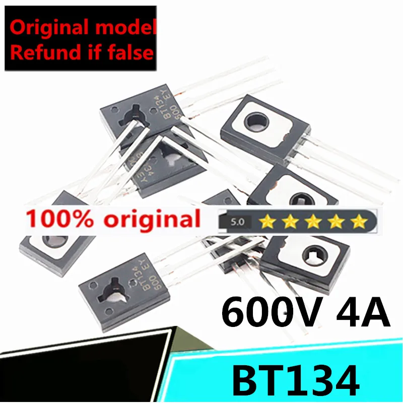 Бренд 10 шт. оригинальный подлинный BT134 TO-126 600V 4A двунаправленный кремниевый управляемый тиристор 10 шт bta24 600 bta24 600b до 220 24a 600v линейный двунаправленный тиристор