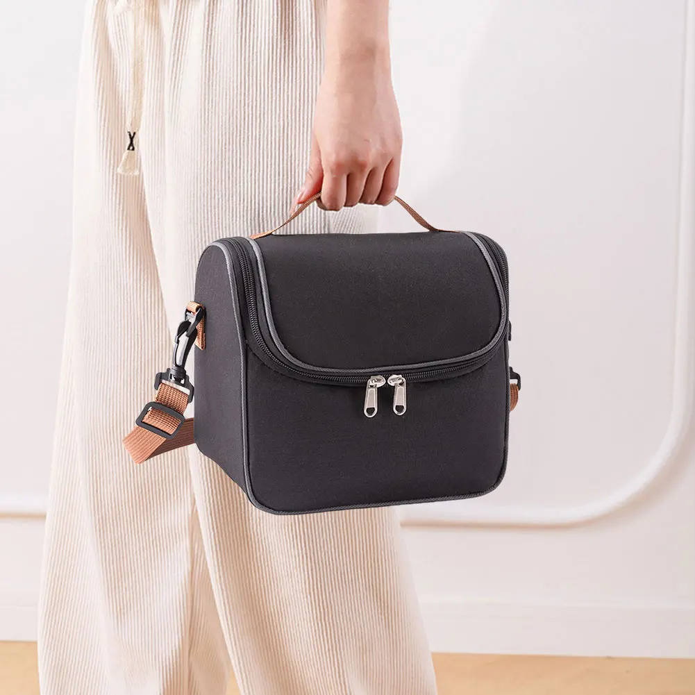 어깨 끈이 달린 단열 도시락 가방, 누출 방지 보온 도시락, 직장 사무실 캠핑 여행용