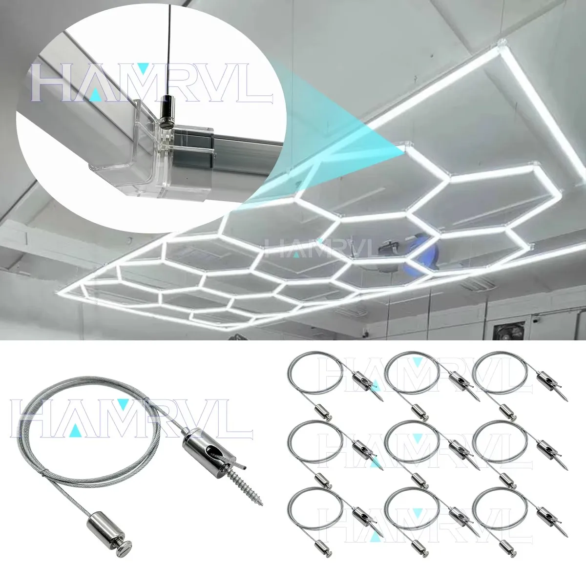 조정 가능한 서스펜션 케이블 스틸 행잉 체인 램프, 천장 육각형 조명 슬링 리프팅 와이어 액세서리 키트, 스틸 로프, 10-250cm