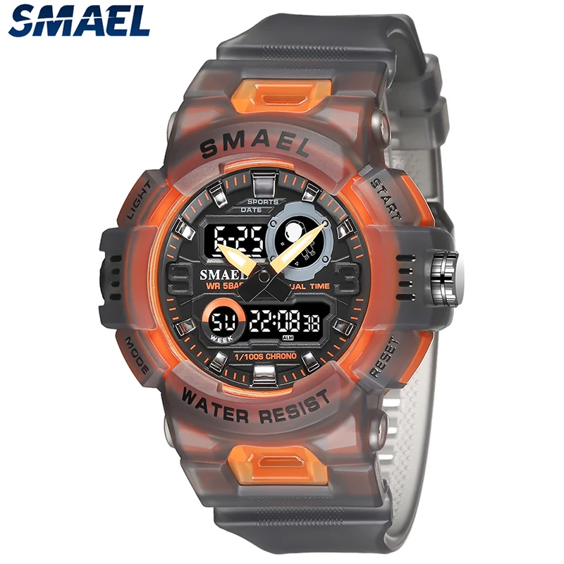 SMAEL Sport Watches Digital Watch LED 50m Waterproof Military Wristwatch Male Clocks 8063 Mens Watches  Stopwatches Alarm Clock sport wrist watch men military led watch stainless steel digital watches business wristwatches clock timer relogio timepiece