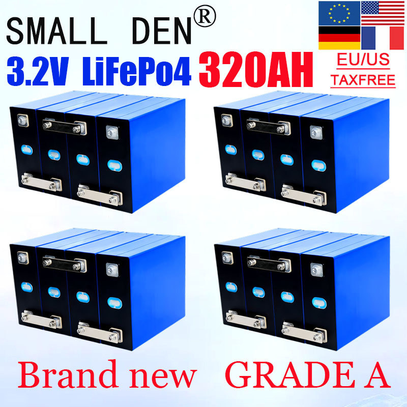 New 3.2V 320AH Lifepo4 Lithium Iron Phosphate Grade A Battery 3C High Power DIY 12V 24V RV Solar Rechargeable Battery Duty Free