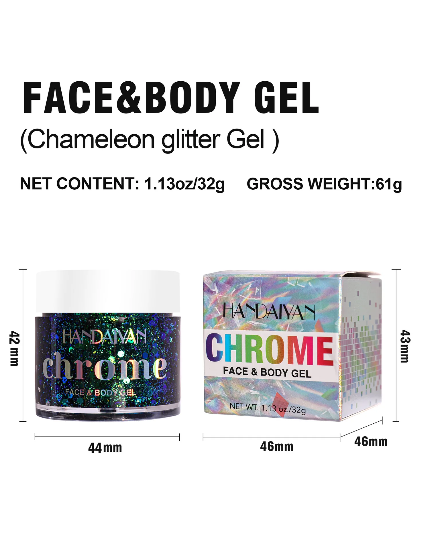 Chameleon Glitter Eyeshadow Club Body Glitter Stage Makeup Body Glitter Coral Gel Big glitter