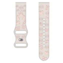 Wearlizer Castle Floral Engraved Silicone Band - Cute Fancy Sport Strap - 20mm (Starlight sand pink)