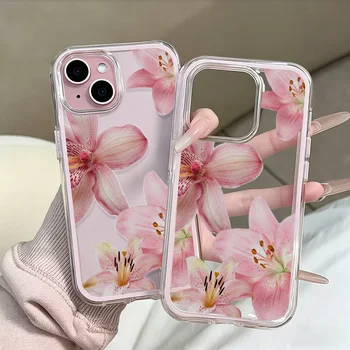 Pink Lily Flower Clear Phone Case For iPhone - Image 6