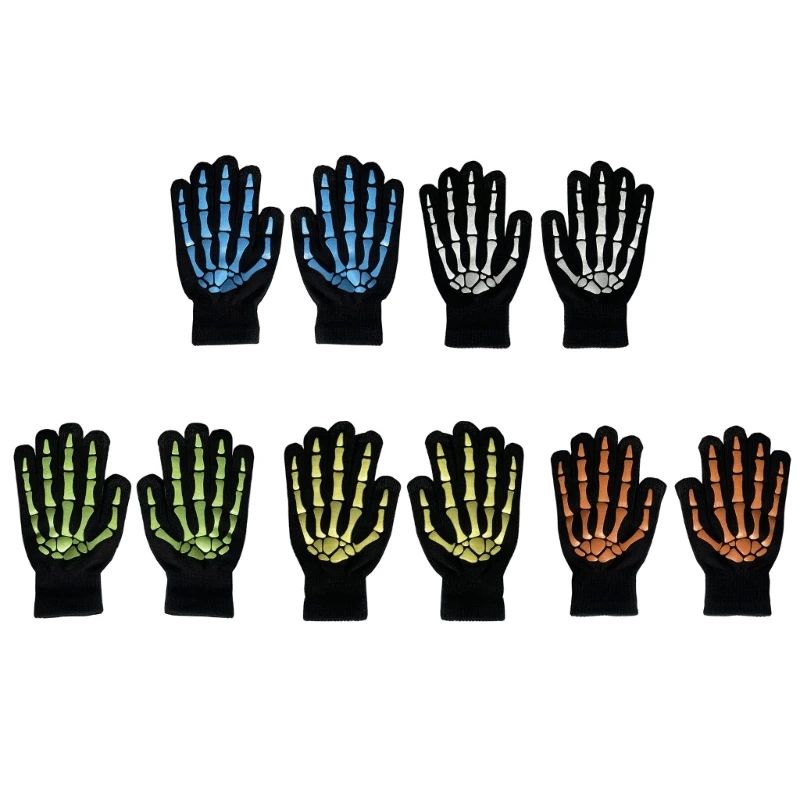 

Luminous Halloween Skeleton Claw Gloves Glow in the Dark Spooky Costume Gloves Women Men Gothic Party Props Cosplay Mittens