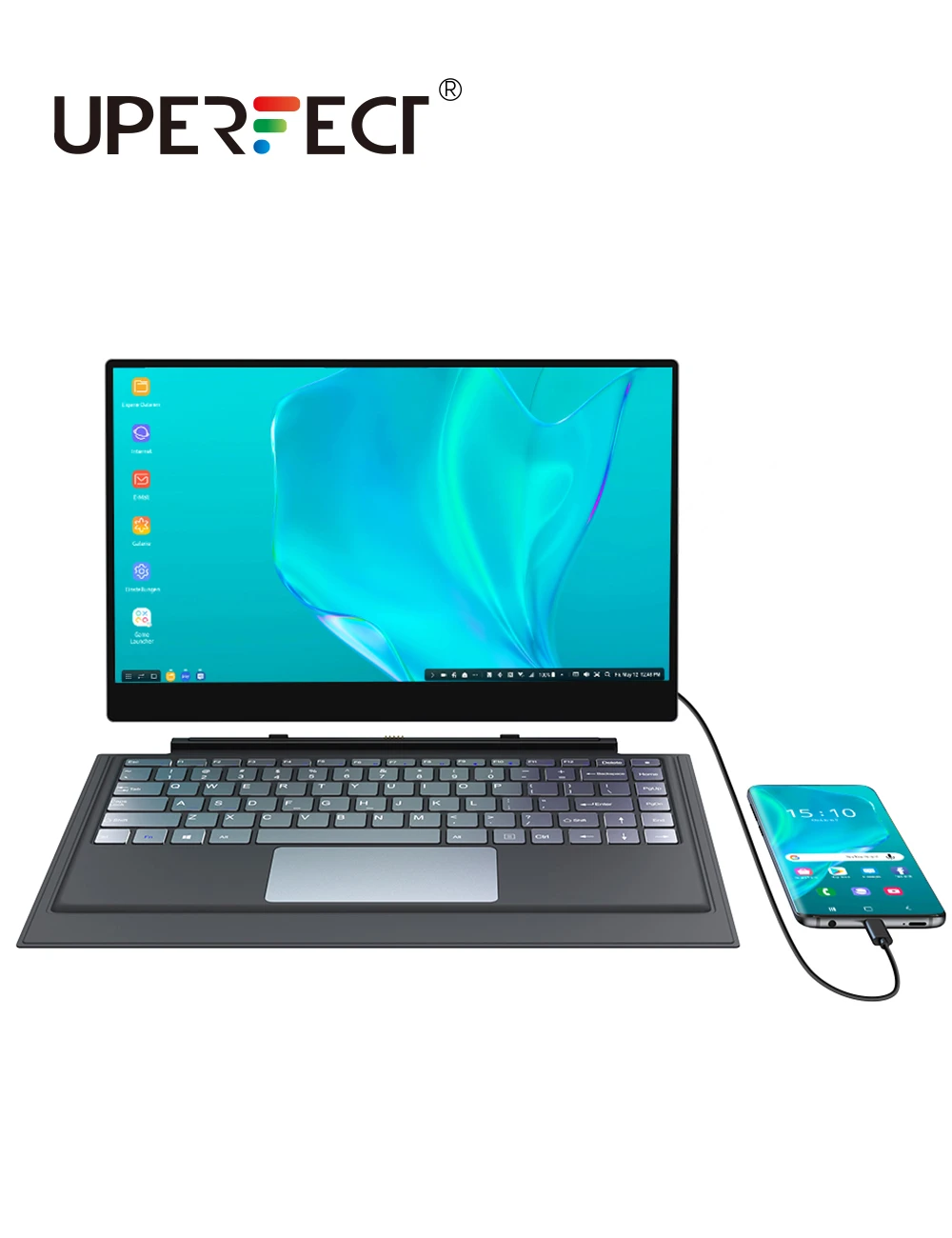 UPERFECT X Pro True Portable Monitor w/ Keyboard Battery 15.6