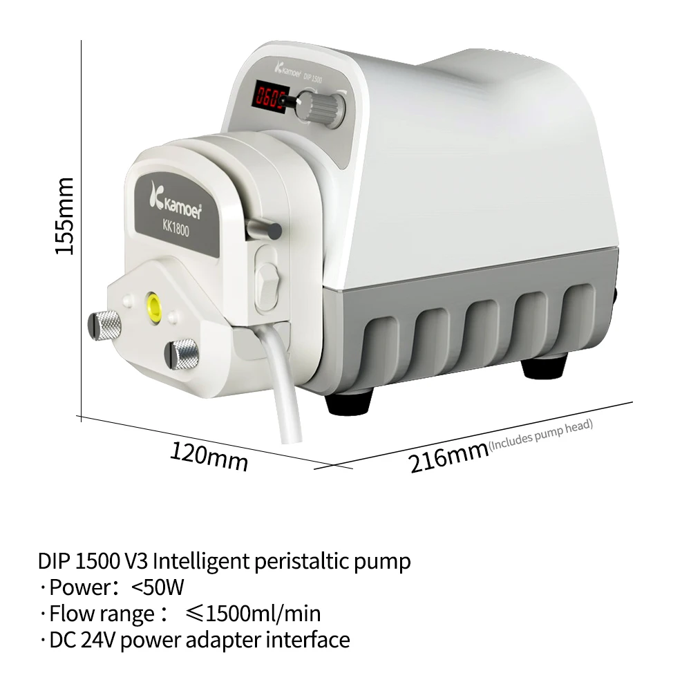 Kamoer 지능형 고유량 연동 펌프, 실험실용, 24V 스텝퍼 모터 도징 펌프 지지대, CW/CCW RS485,0-5/10V, DIP1500