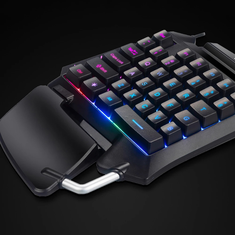한 손으로 게임용 키보드 인체 공학적 LED RGB 백라이트 PC PS4 Xbox 게임용 휴대용 미니 게임 키패드 게임 컨트롤러