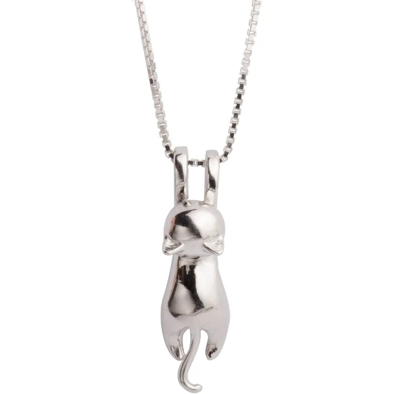 Playful Hanging Cat Pendant Necklace