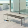 Outdoor Patio Bench Aluminum Weather Resistant Modern Design Suitable Backyard Deck Poolside Comfortable Seating 67 Inch 4
