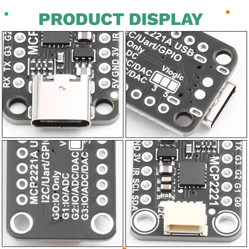 B68C MCP2221A USB to GPIO ADC I2C 인터페이스용 ADC 아날로그-디지털 변환기 모듈