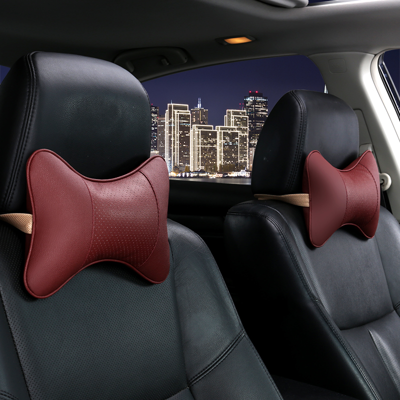 2 Pcs  Leather  Car Neck Pillow  Headrest Cushion  Neck Support Comfortable and Wearable Universal Headrest