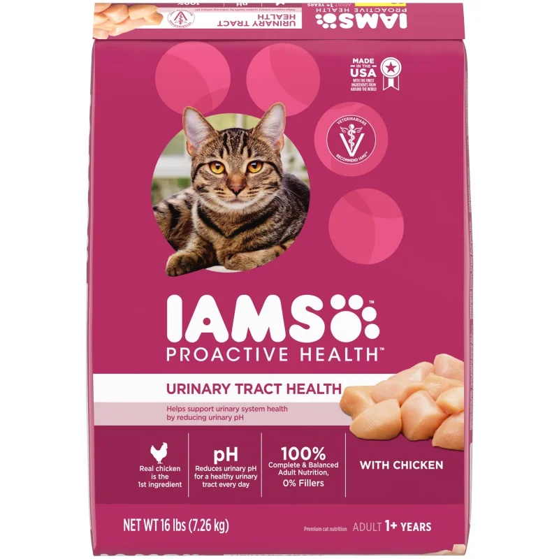 

Iams Proactive Health Adult Urinary Tract Healthy Dry Kibble Cat Food with Chicken, 16 lb Bag