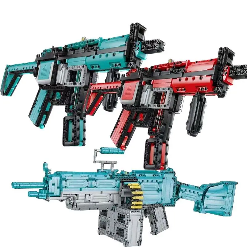 

Electric Mp5 Machine Gun Assembled Building Blocks Bricks Simulation Moc Submachine Firearms Weapons Assembly Model Boy Toy Gift