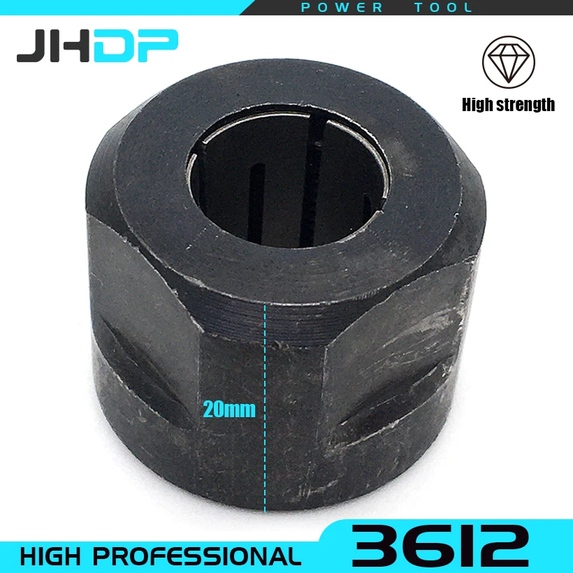 Black Metal Collet Nut Plunge Router Parts 12.7mm/12mm Center Hole