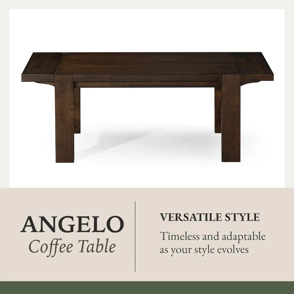 Wood Coffee Table, 48" x 24", Rustic Farmhouse Living Room Furniture, Industrial Modern Room Decor, (Aged Brown) Café Tables 6
