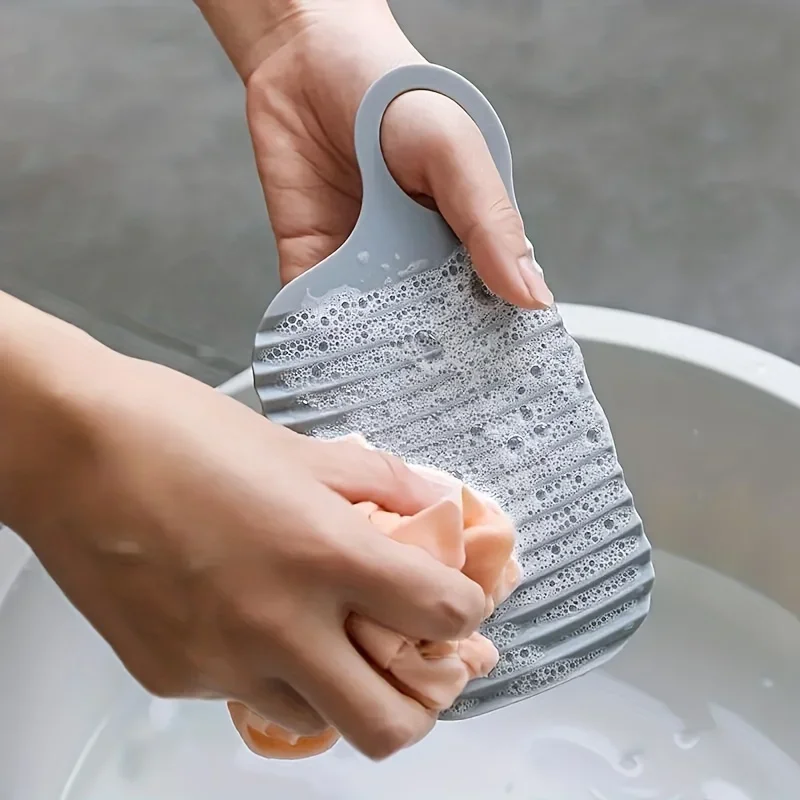 Portable Mini Laundry Board Soft Glue Foldable Non-slip Hand Wash Scrubboard Clothes Travel & Outdoor 1pc