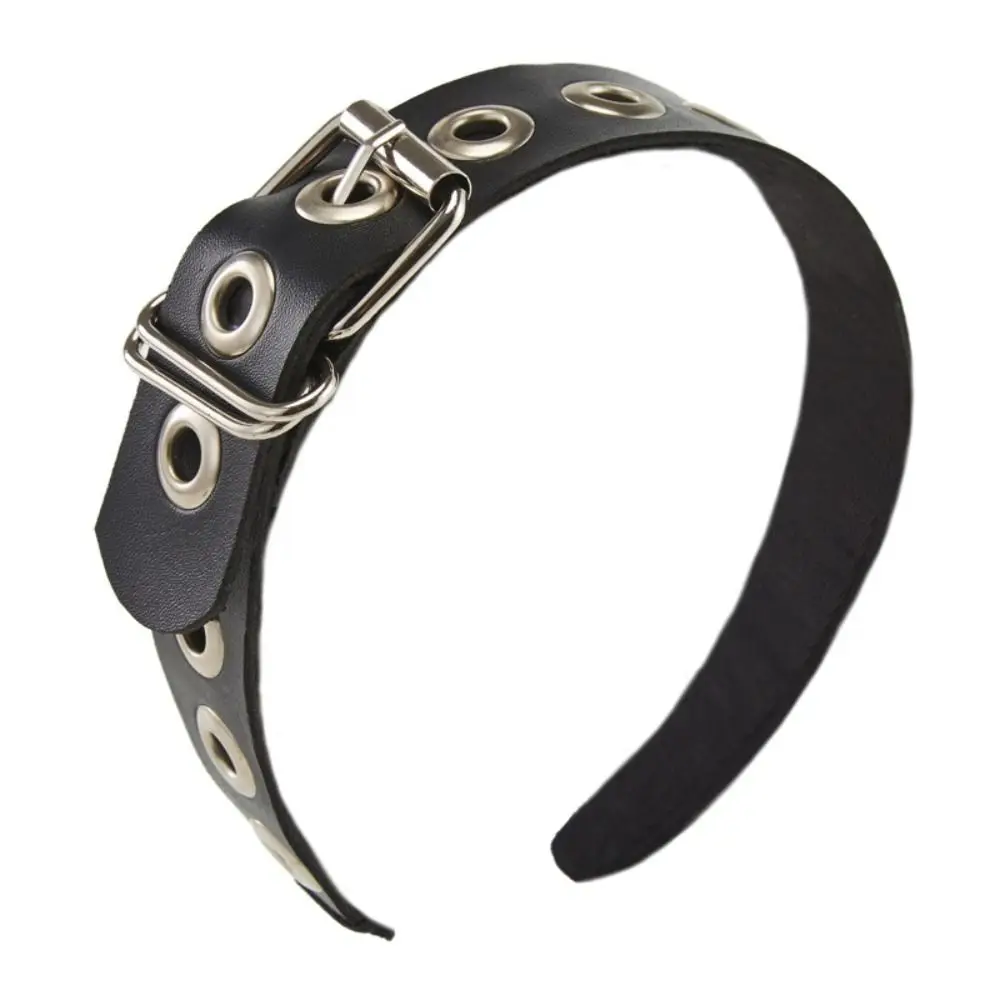 Einzigartiges Design, Lederschnalle, PU-Leder-Stirnband, Gothic-Stil, Punk-Gothic-Tiaras, handgefertigte Kopfbedeckung, Punk-Events