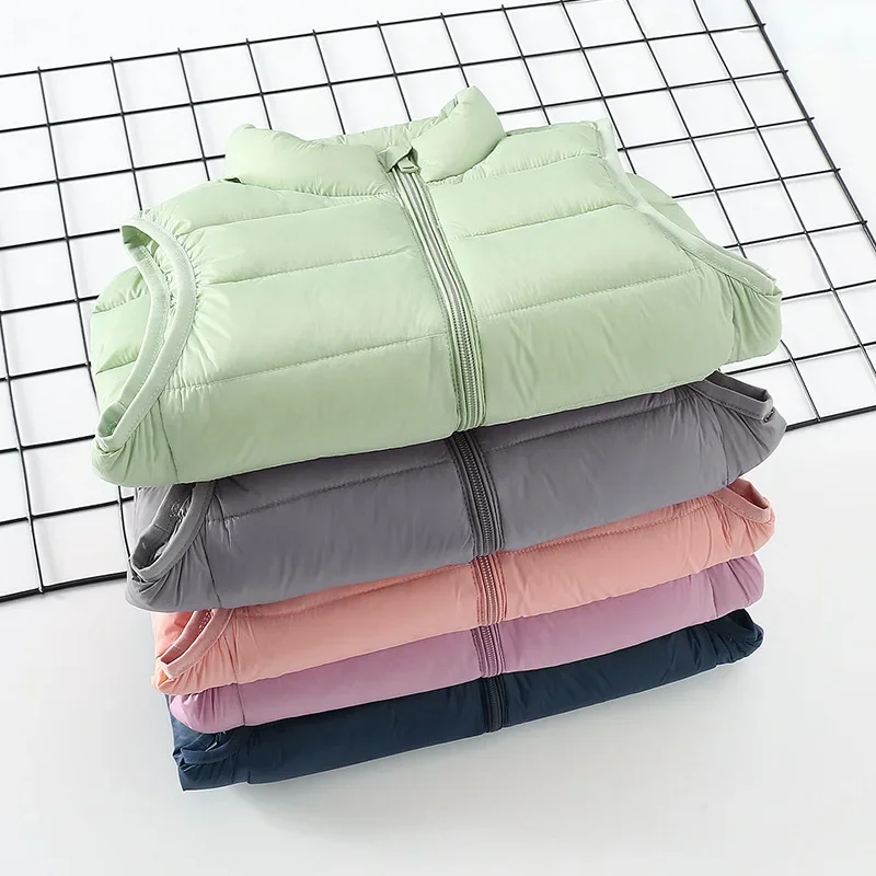 Boys and Girls Top Winter Childrens Clothing Light and Thin Childrens Shoulder Stand Up Collar Solid Color Warm Down Jacket Vest down jacket children jackets