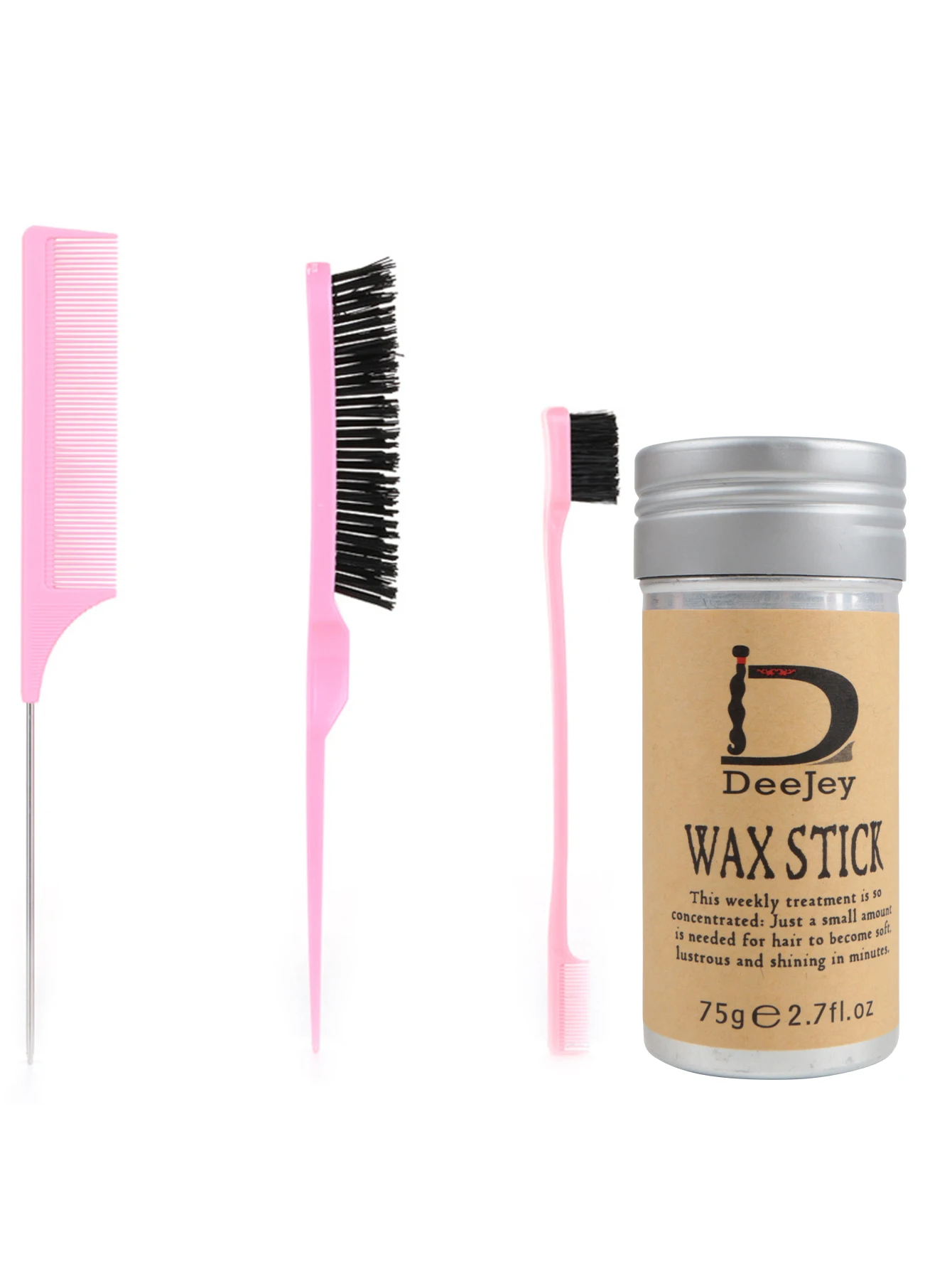 DeeJey Hair wax stick with hair comb and bristle brush and edge brush for wig edge control