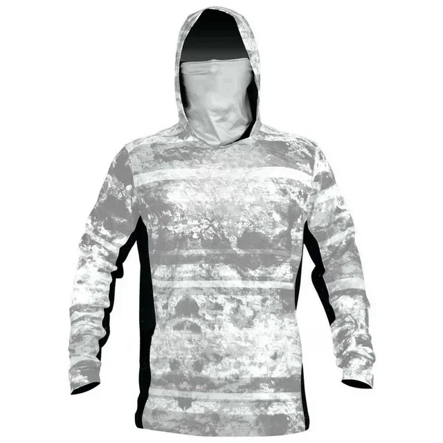 Camouflage Long-Sleeve Fishing Shirt with Hood and Mask - Quick-Dry Sun Protection Top