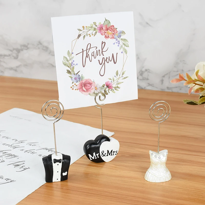 1/2pc Metal Place Card Holders Photo Clip Stands Groom Bride Wedding
