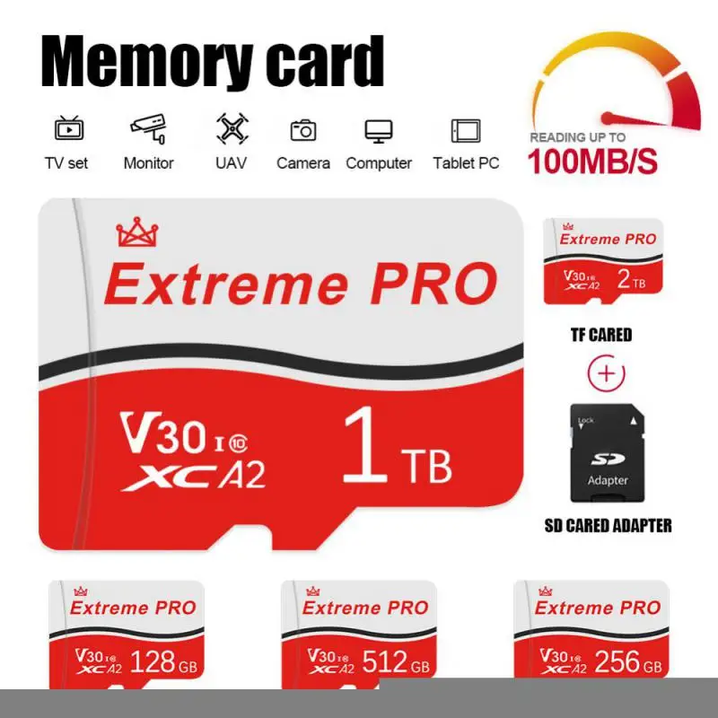 2Tb Micro Tf Sd Card 1Tb 128Gb 256Gb Classe 10 Scheda Di Memoria Sd Mini Tf Card Con Adattatore Sd Per Smartphone Computer Ps4 Dji Drone
