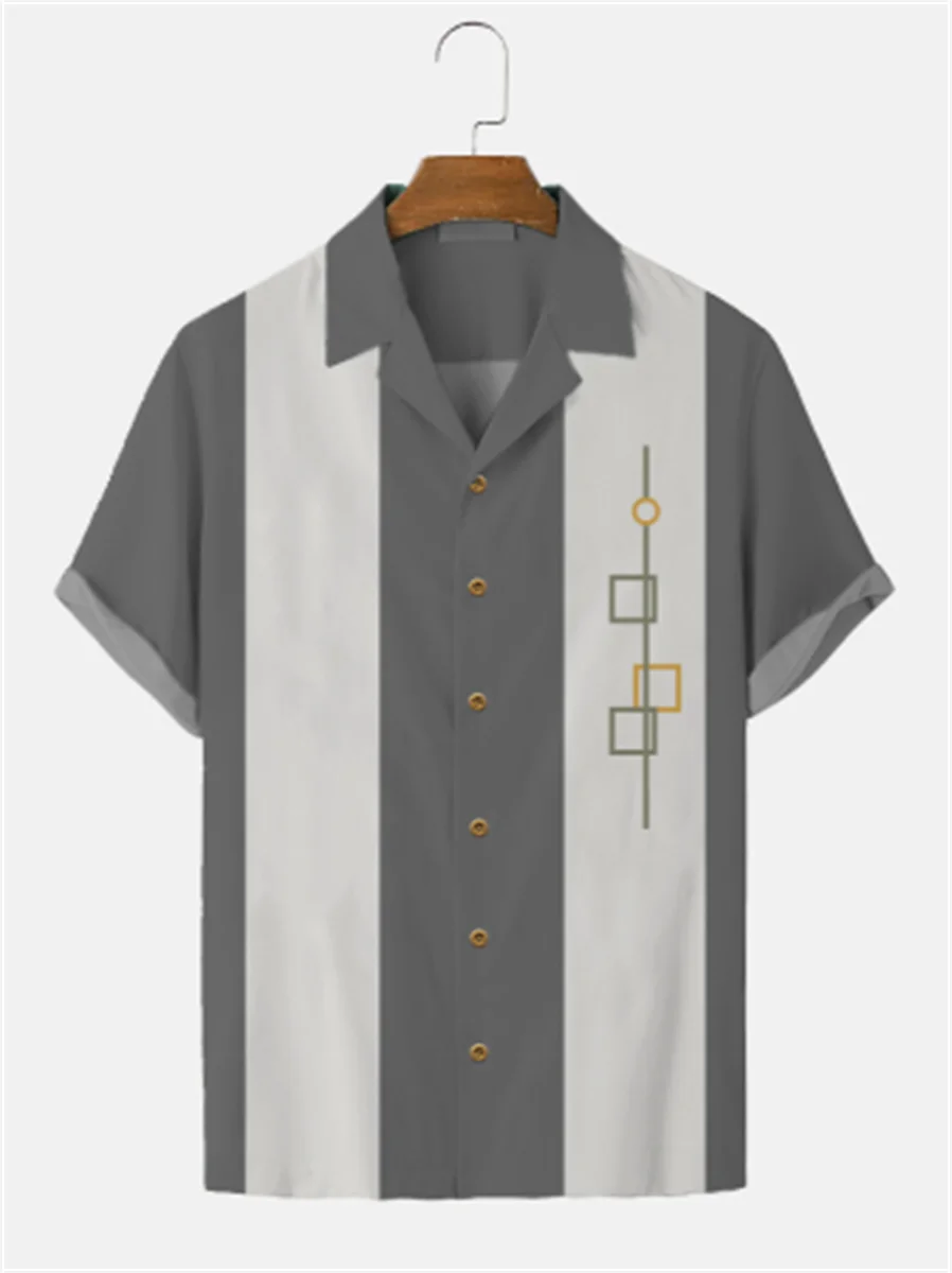 Men Stripes Simple Casual Shirts European Size Hawaiian Shirt Fashion Short Sleeve Casual Breathable Top casual short sleeved shirt short sleeved shirt hawaiian shirt