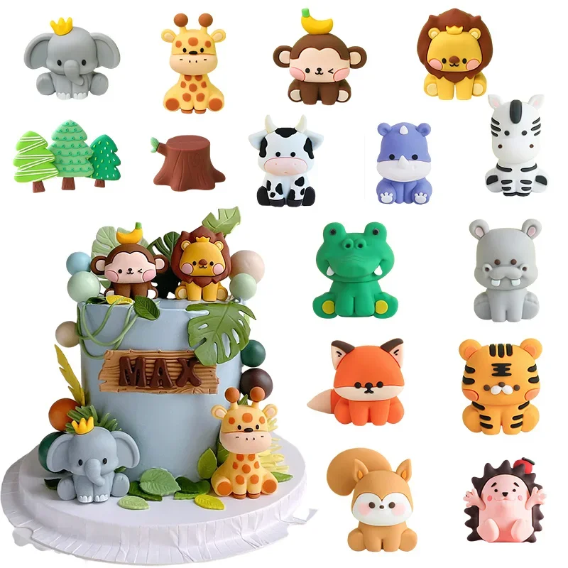 

Jungle Animals Cake Toppers Safari Kids Birthday Party Cake Decorations Zoo Animals Lion Elephant Giraffe Baby Shower Decoration